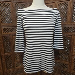 Frank Lyman Off Shoulder Striped Top | Black & White | Size 4